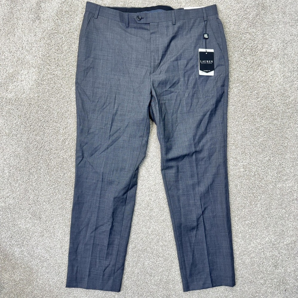Lauren Ralph Lauren Dress Pants Mens 40x32 Ultraflex Classic Fit Grey Wool NEW